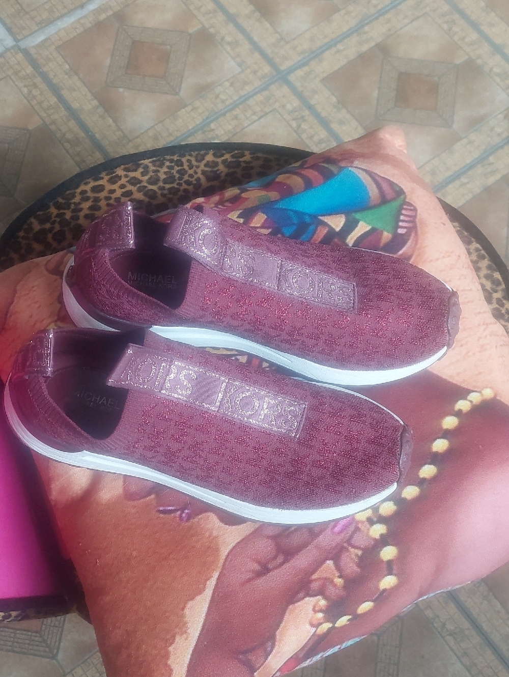 Michael Kors Metallic Burgundy Slip-On Sneakers